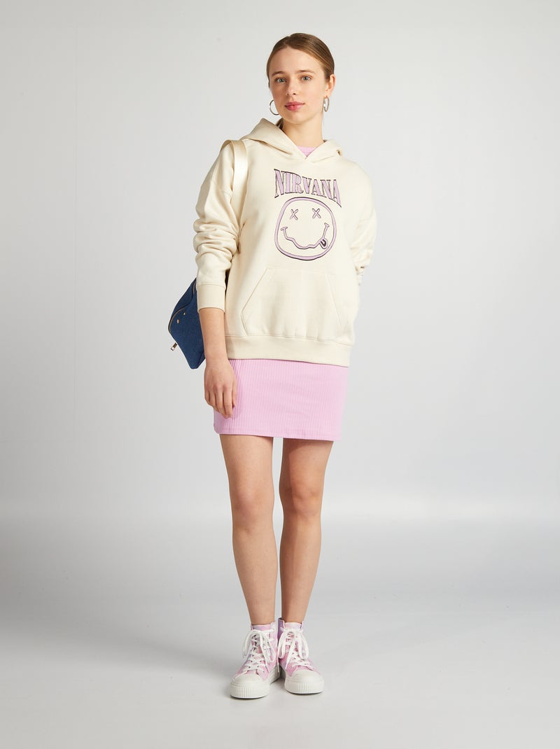 Sweatshirt com capuz 'Nirvana' Branco - Kiabi