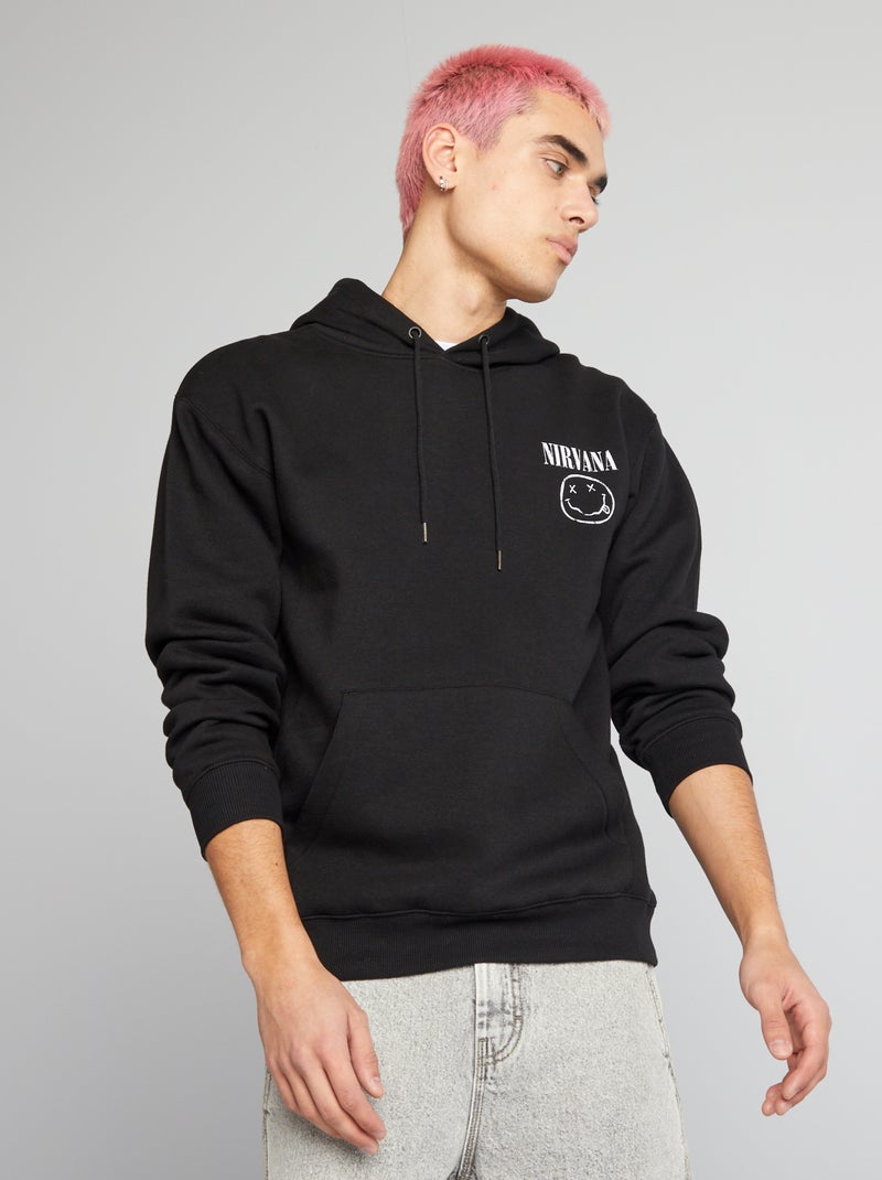 Sweatshirt com capuz 'Nirvana' PRETO - Kiabi