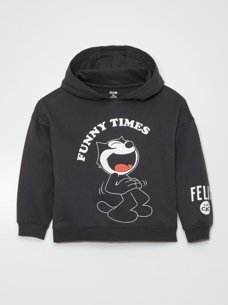 Sweatshirt com capuz 'O gato Félix' PRETO - Kiabi