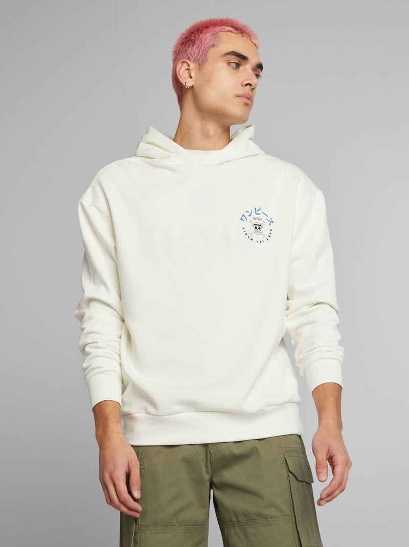 Sweatshirt com capuz 'One Piece' Branco - Kiabi