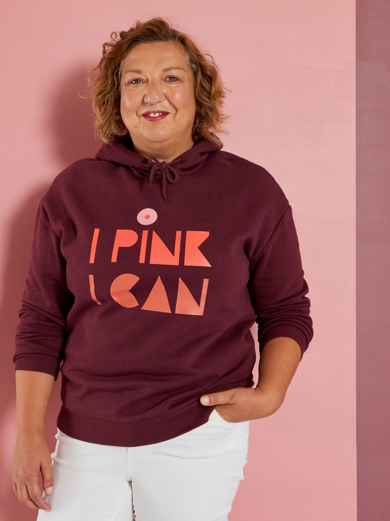 Sweatshirt com capuz 'Outubro Rosa' CASTANHO - Kiabi