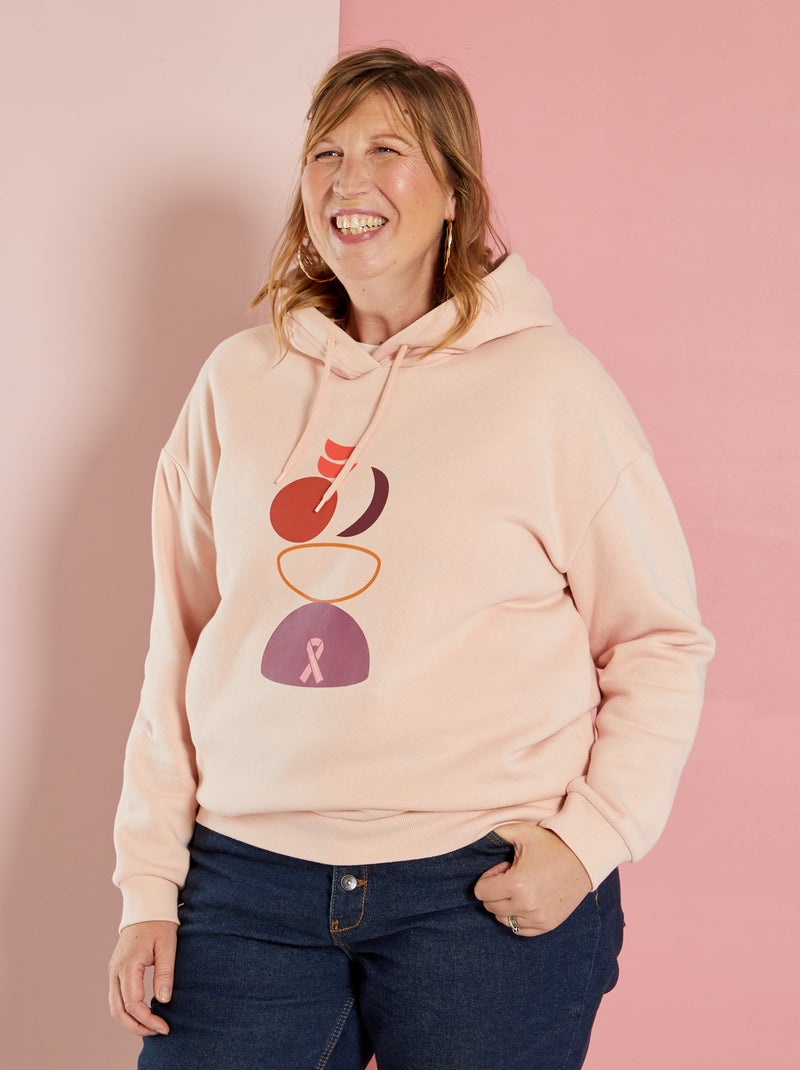 Sweatshirt com capuz 'Outubro Rosa' ROSA - Kiabi