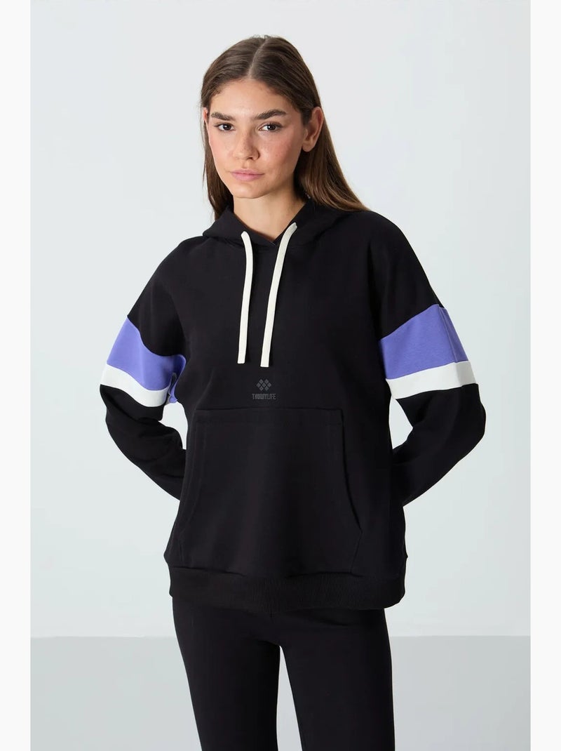 Sweatshirt com capuz oversize color block tommy Preto - Kiabi