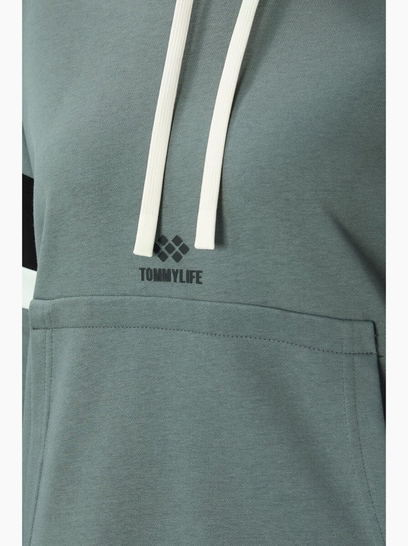 Sweatshirt com capuz oversize color block tommy Preto Verde - Kiabi