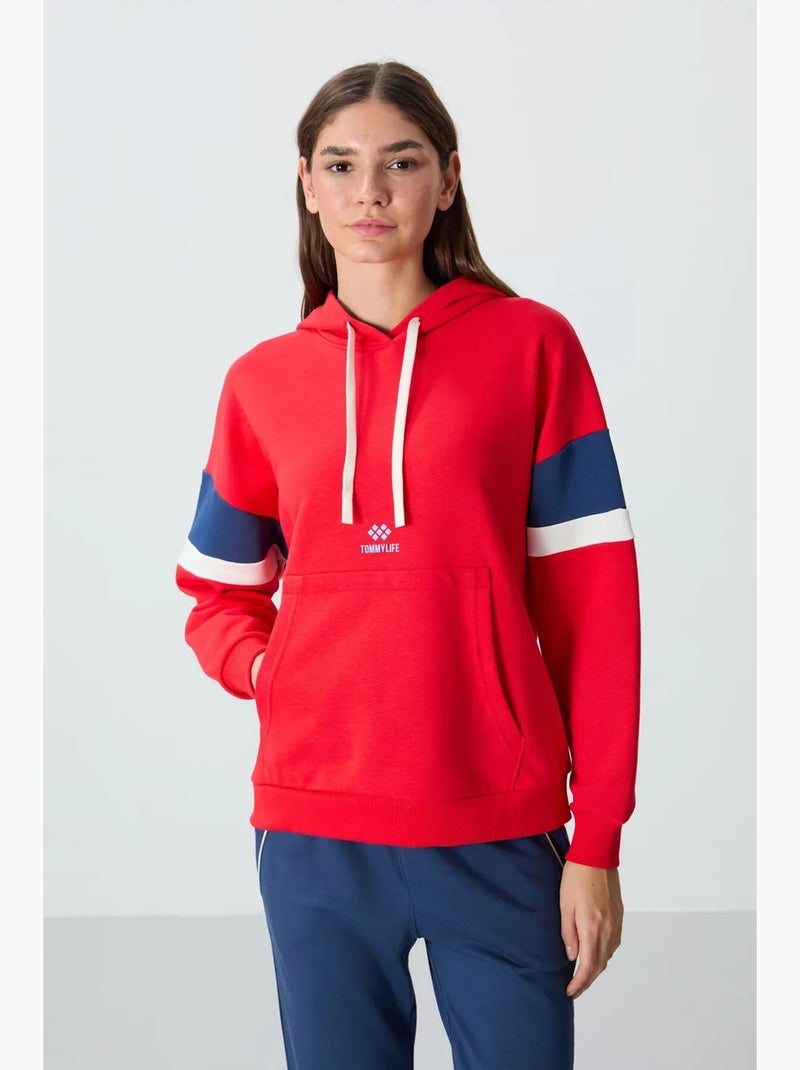 Sweatshirt com capuz oversize color block tommy Vermelho - Kiabi