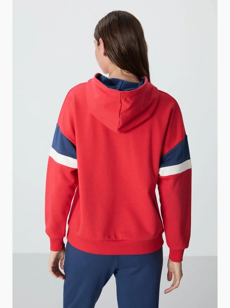 Sweatshirt com capuz oversize color block tommy Vermelho - Kiabi