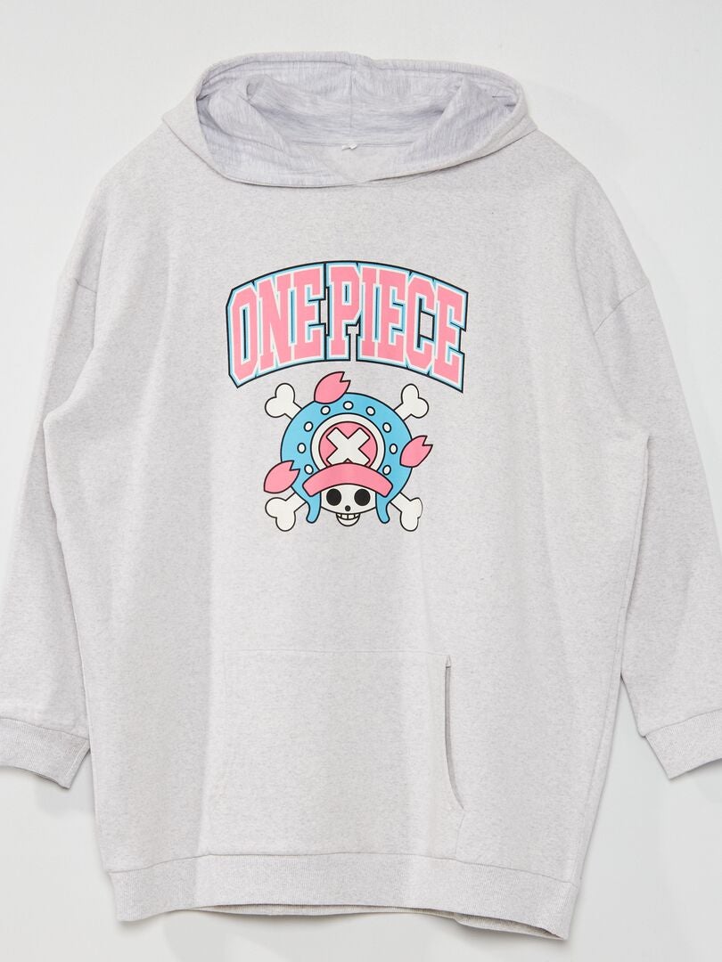 Sweatshirt com capuz oversize 'One Piece' Cinza Mesclado - Kiabi