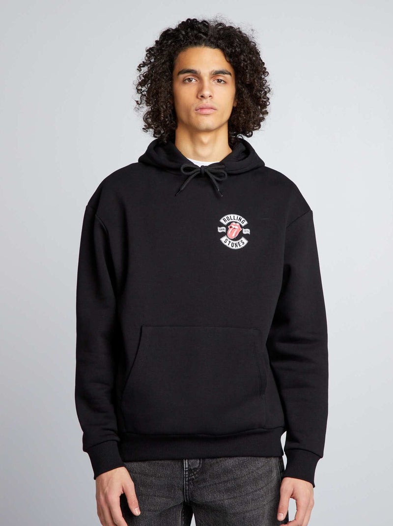 Sweatshirt com capuz oversize 'Rolling Stones' PRETO - Kiabi