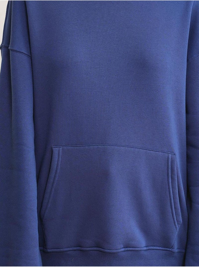 Sweatshirt com capuz oversized com bolso mixray Azul-marinho - Kiabi