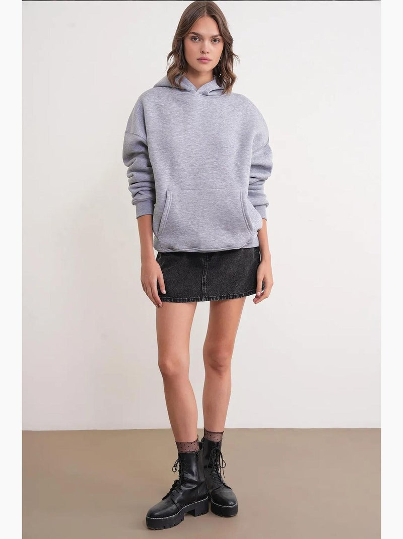 Sweatshirt com capuz oversized com bolso mixray Cinza - Kiabi