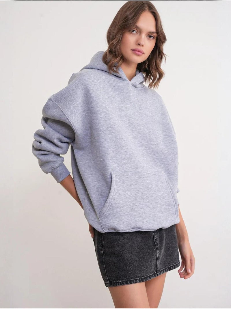 Sweatshirt com capuz oversized com bolso mixray Cinza - Kiabi