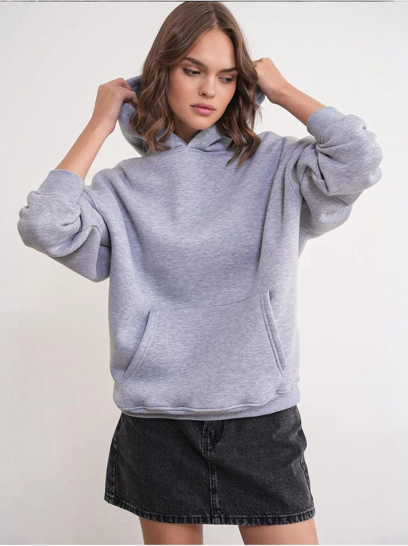 Sweatshirt com capuz oversized com bolso mixray Cinza - Kiabi