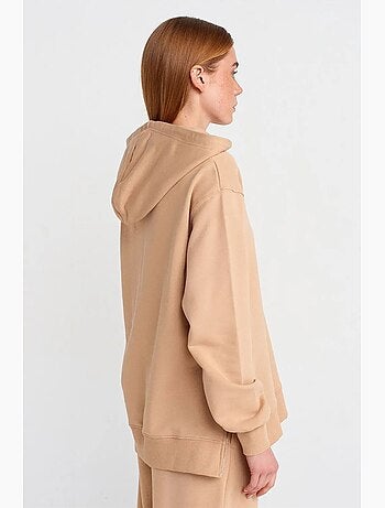 Sweatshirt com capuz oversized em algodão com fecho frontal dilvin