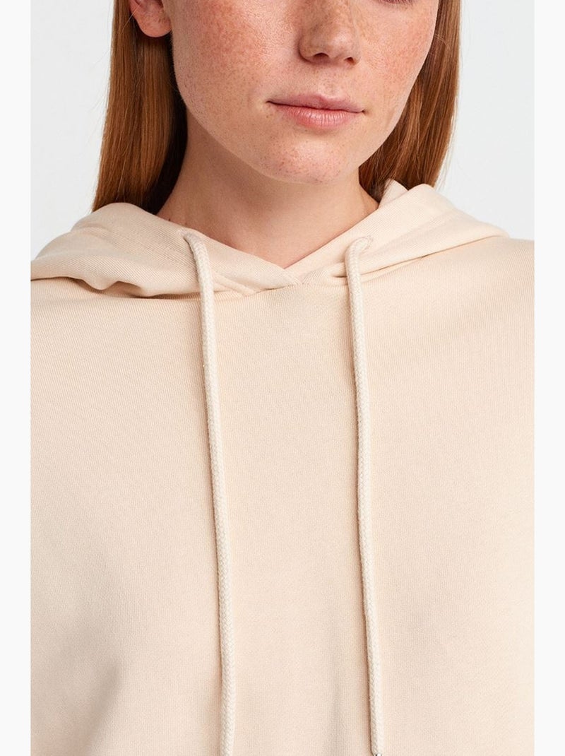 Sweatshirt com capuz oversized em algodão com fecho frontal dilvin Creme - Kiabi