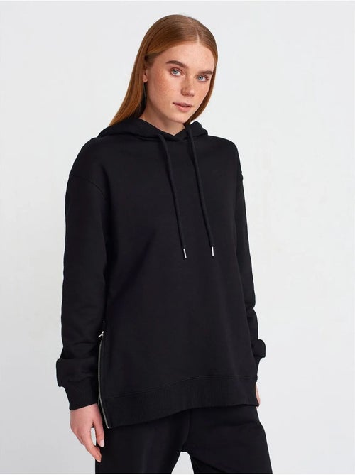 Sweatshirt com capuz oversized em algodão com fecho frontal dilvin - Kiabi