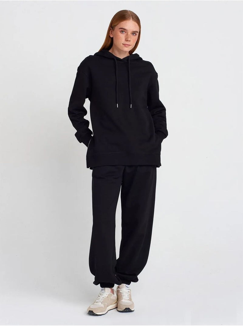 Sweatshirt com capuz oversized em algodão com fecho frontal dilvin Preto - Kiabi