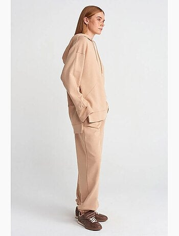 Sweatshirt com capuz oversized em algodão com racha dilvin