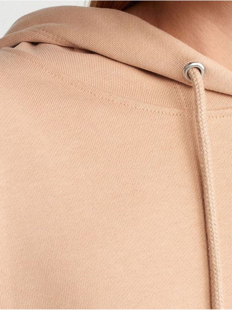 Sweatshirt com capuz oversized em algodão com racha dilvin Bege-argila - Kiabi