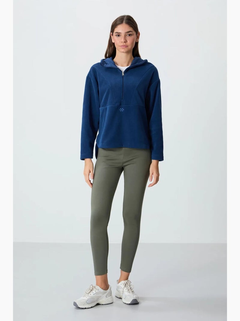 Sweatshirt com capuz oversized em peluche com meio fecho de correr tommy Azul-marinho - Kiabi