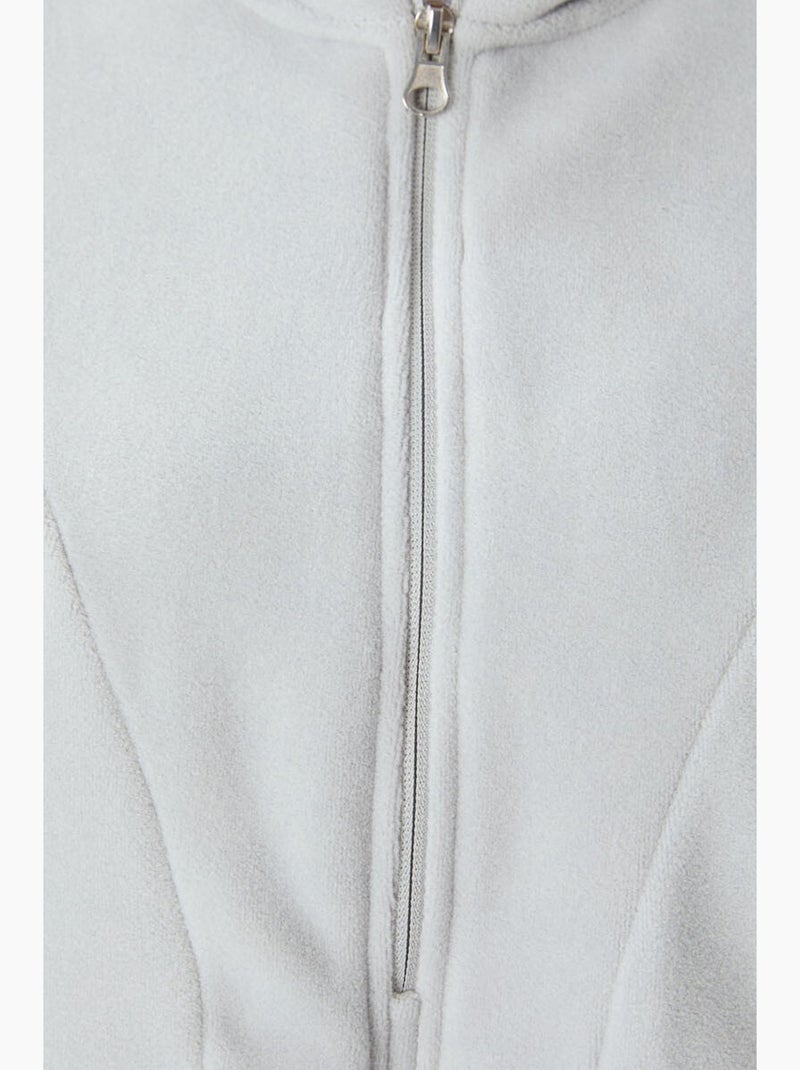 Sweatshirt com capuz oversized em peluche com meio fecho de correr tommy Cinza claro - Kiabi