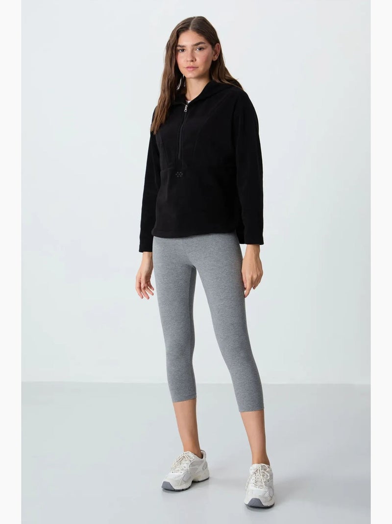 Sweatshirt com capuz oversized em peluche com meio fecho de correr tommy Preto - Kiabi