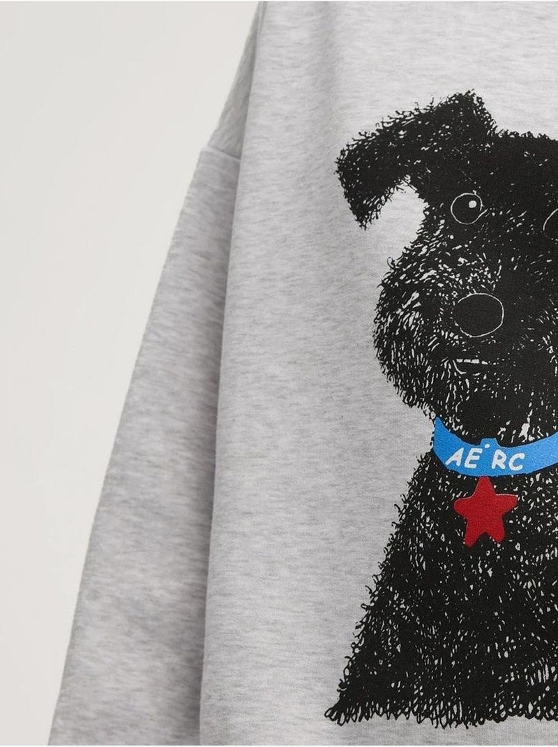 Sweatshirt com capuz oversized estampada hiccup Cinza - Kiabi