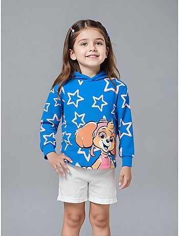 Sweatshirt com capuz paw patrol azul menina | licença oficial