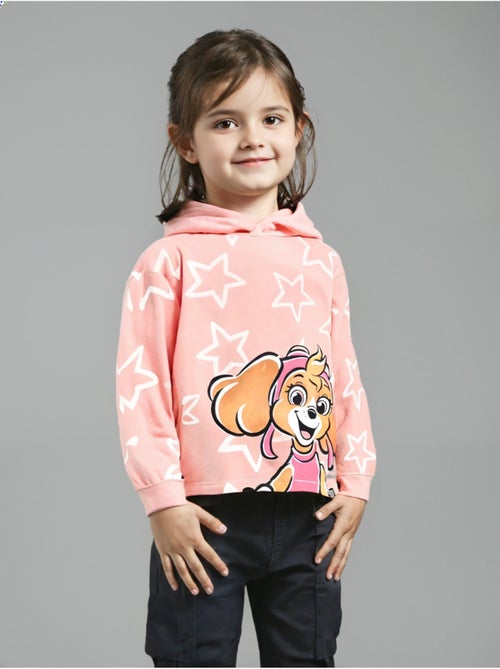 Sweatshirt com capuz paw patrol rosa menina | licença oficial - Kiabi