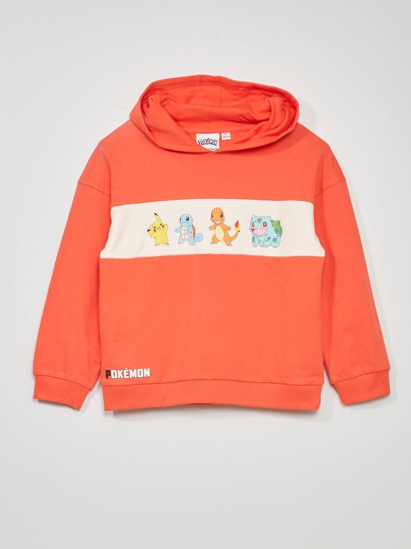 Sweatshirt com capuz 'Pokémon' em jersey Vermelho Coral - Kiabi