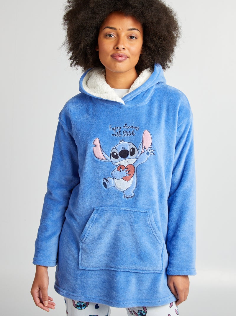 Sweatshirt com capuz polar 'Stitch' AZUL - Kiabi