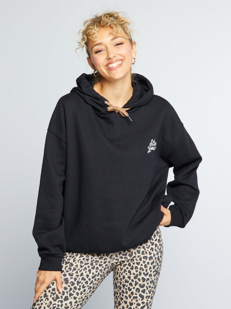 Sweatshirt com capuz PRETO - Kiabi