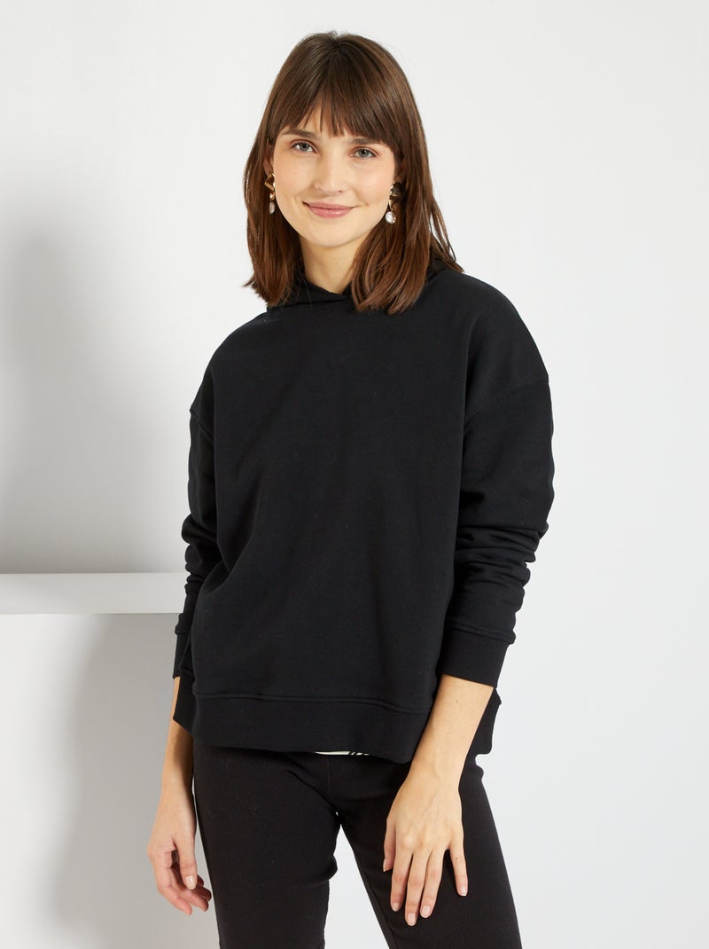 Sweatshirt com capuz Preto - Kiabi