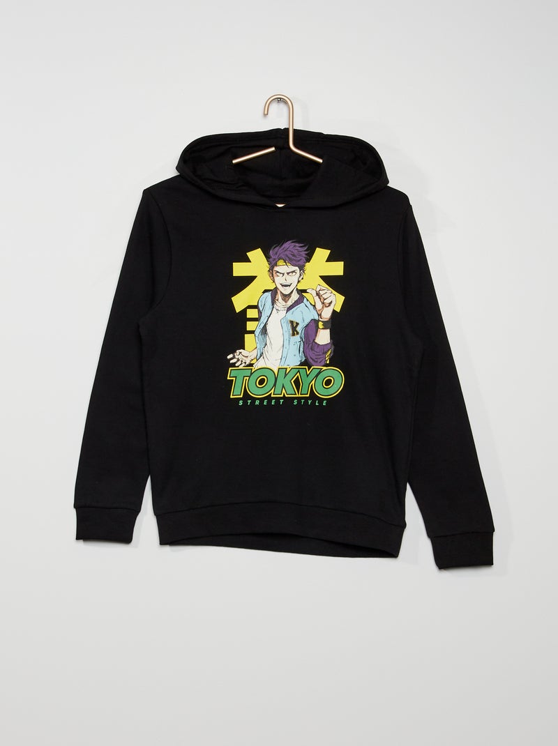 Sweatshirt com capuz PRETO - Kiabi