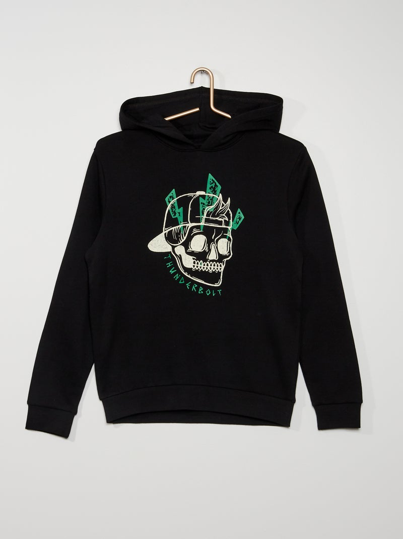 Sweatshirt com capuz PRETO - Kiabi