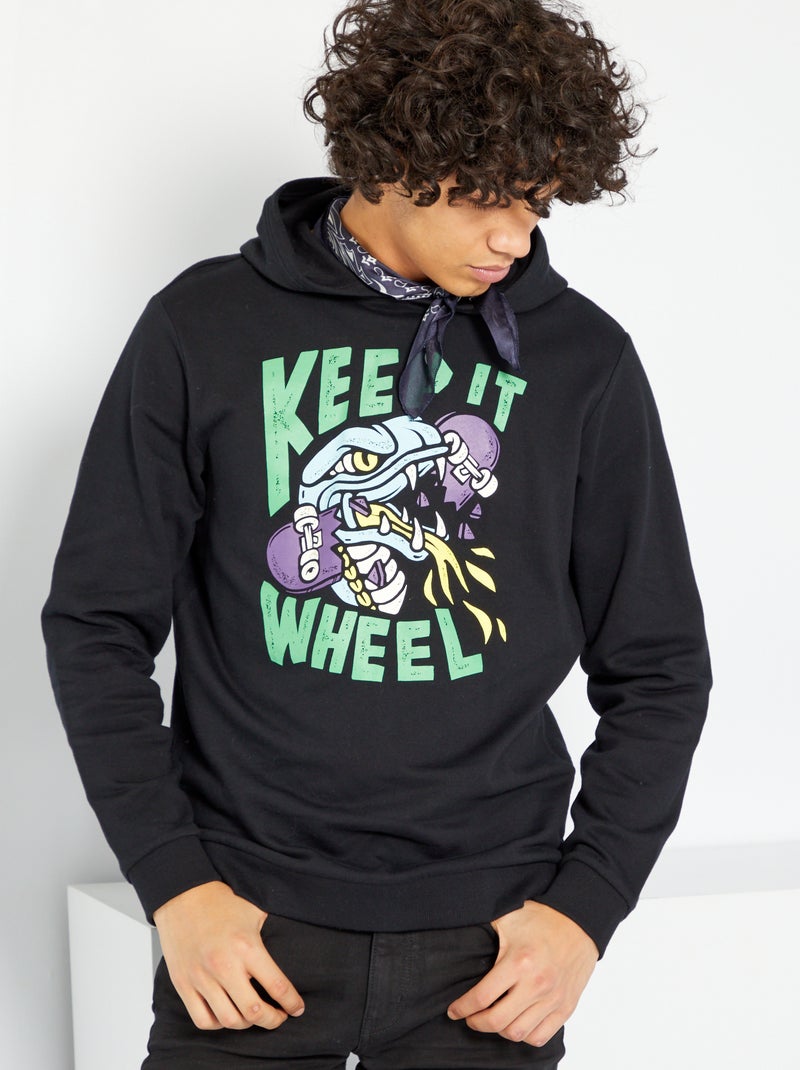Sweatshirt com capuz PRETO - Kiabi