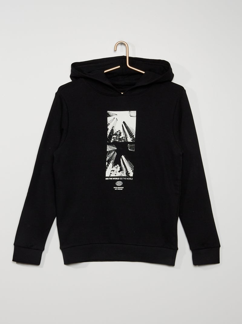 Sweatshirt com capuz PRETO - Kiabi