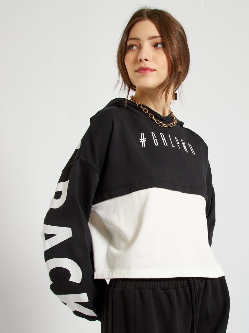 Sweatshirt com capuz Preto - Kiabi