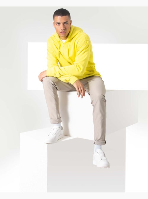 Sweatshirt com capuz relax amarelo - Kiabi