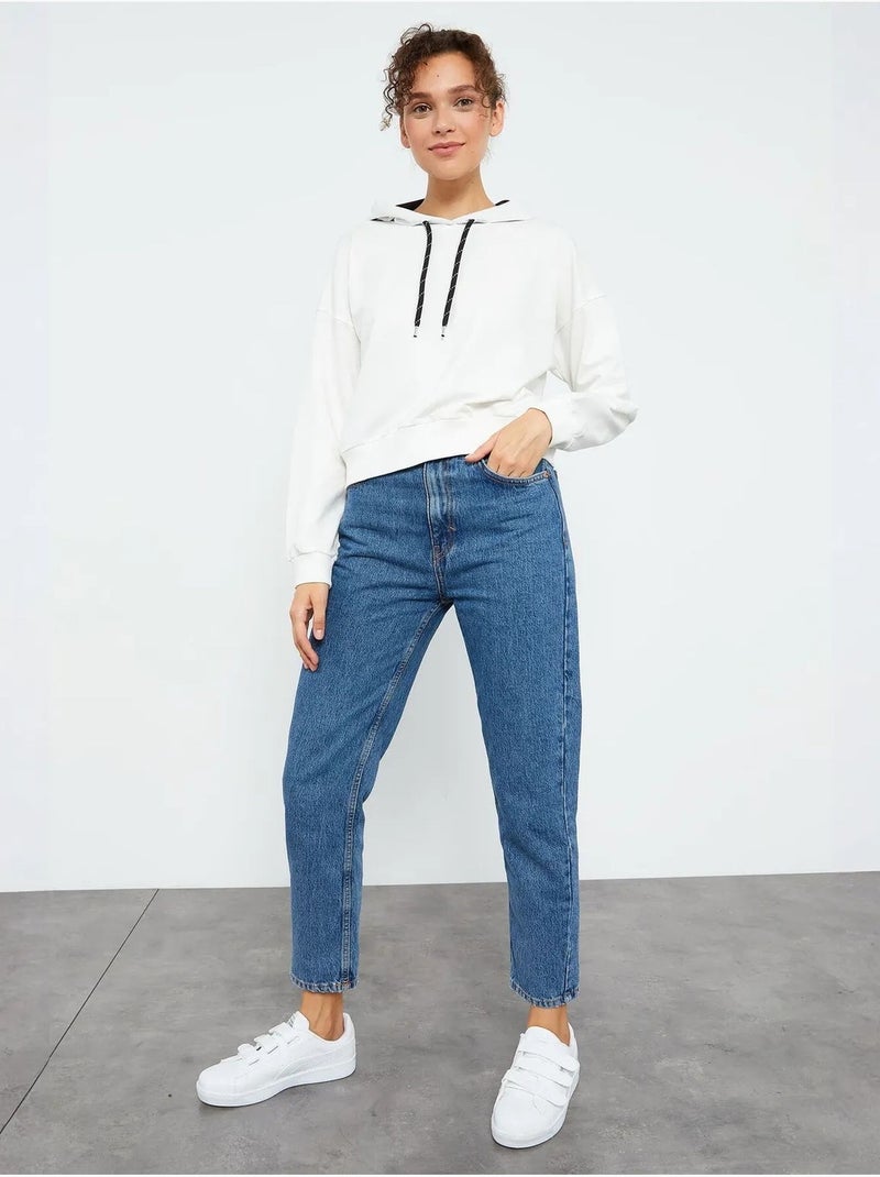 Sweatshirt com capuz relaxed com detalhe de atilho tommy Branco - Kiabi