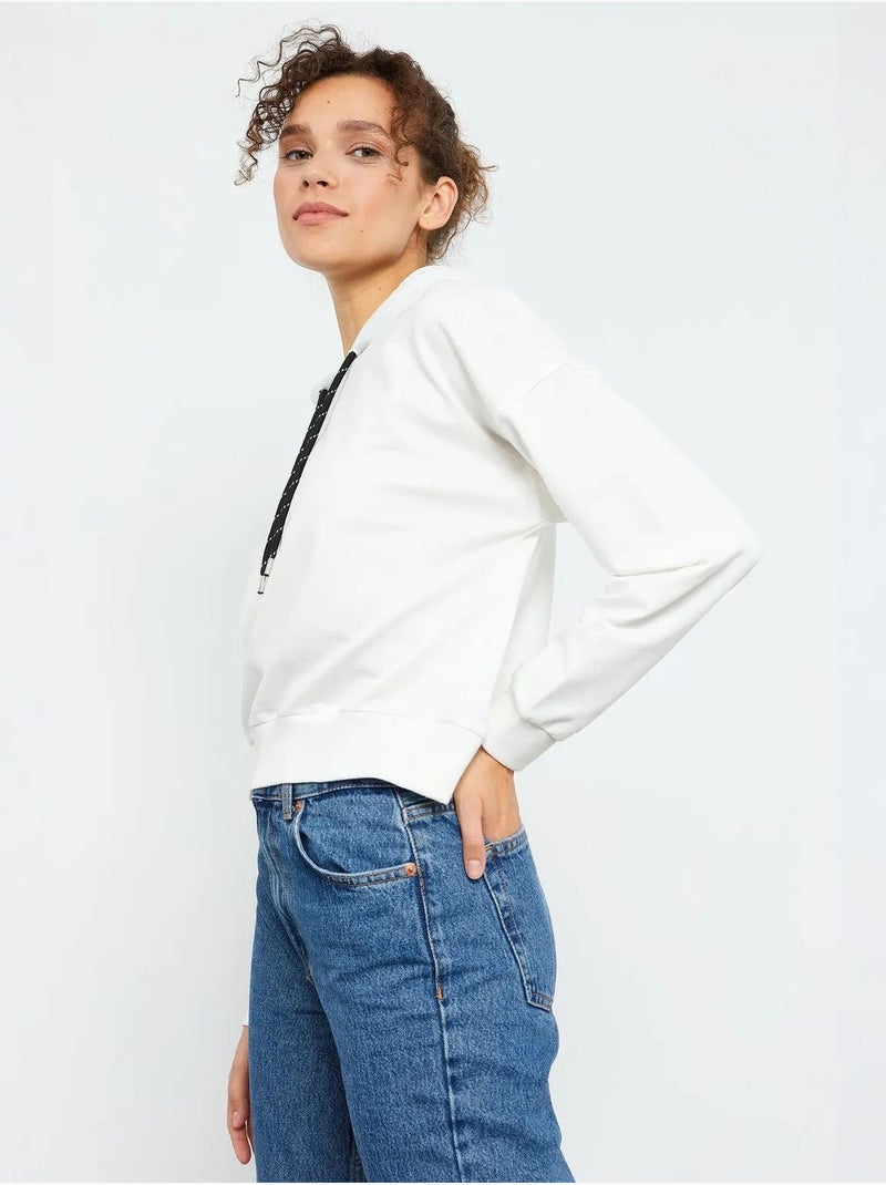 Sweatshirt com capuz relaxed com detalhe de atilho tommy Branco - Kiabi