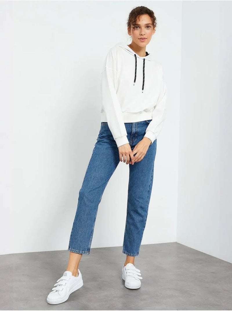 Sweatshirt com capuz relaxed com detalhe de atilho tommy Branco - Kiabi