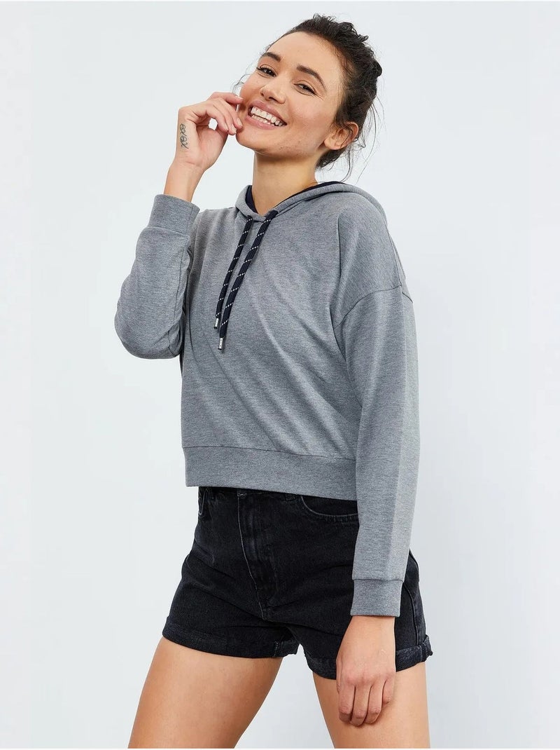 Sweatshirt com capuz relaxed com detalhe de atilho tommy Cinza - Kiabi