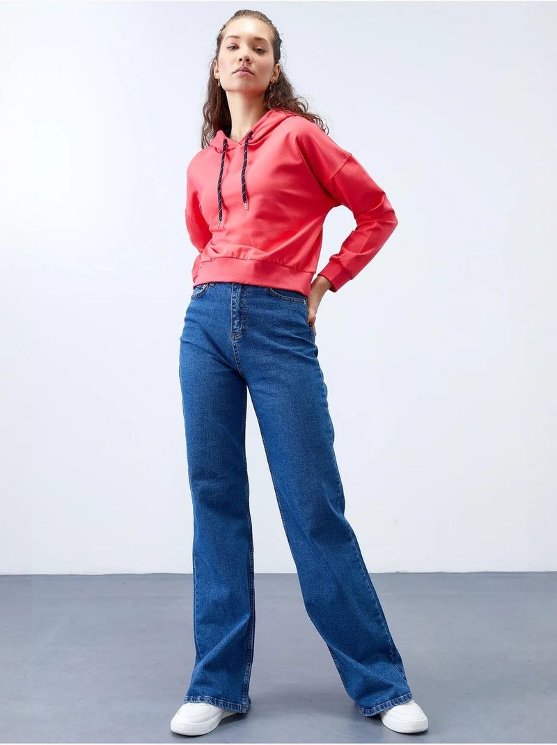 Sweatshirt com capuz relaxed com detalhe de atilho tommy Rosa-fluo/Solinotes - Kiabi