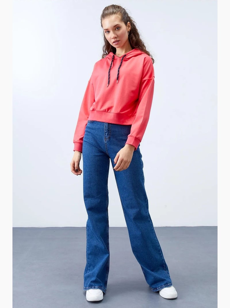 Sweatshirt com capuz relaxed com detalhe de atilho tommy Rosa-fluo/Solinotes - Kiabi