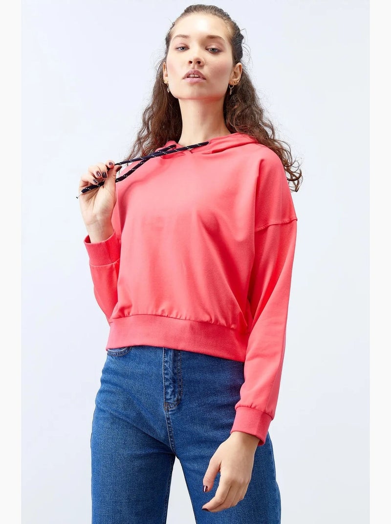 Sweatshirt com capuz relaxed com detalhe de atilho tommy Rosa-fluo/Solinotes - Kiabi