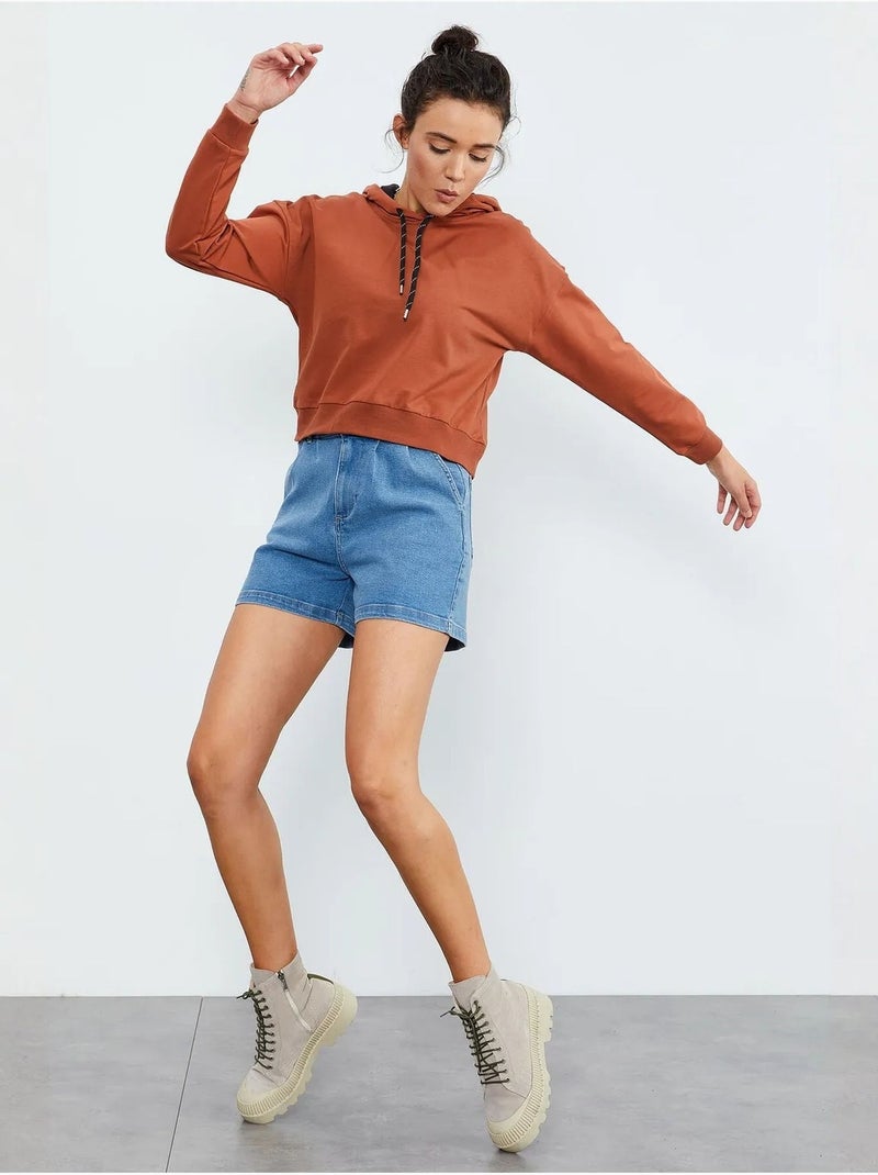 Sweatshirt com capuz relaxed com detalhe de atilho tommy Terracota - Kiabi