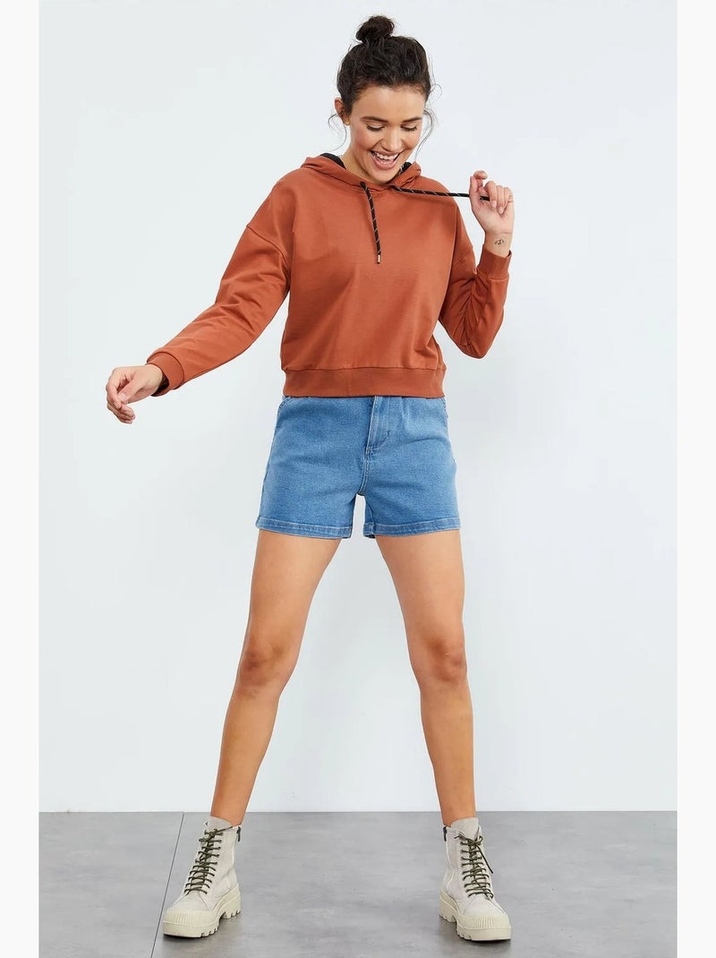 Sweatshirt com capuz relaxed com detalhe de atilho tommy Terracota - Kiabi