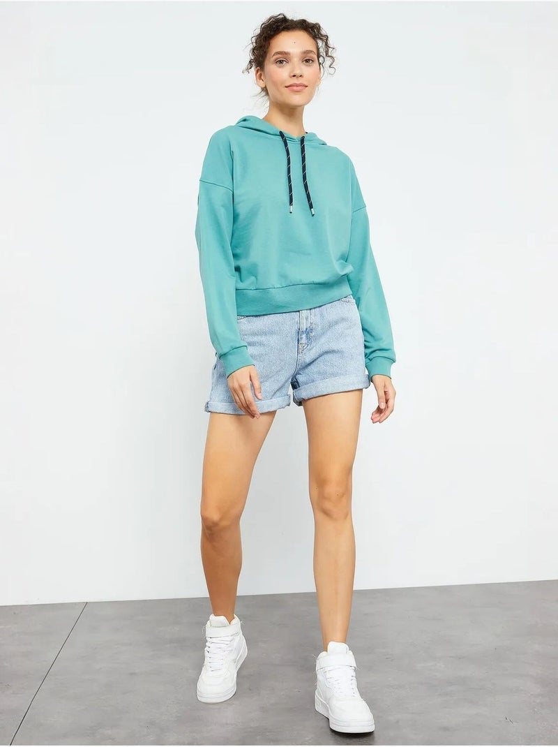 Sweatshirt com capuz relaxed com detalhe de atilho tommy Verde menta - Kiabi