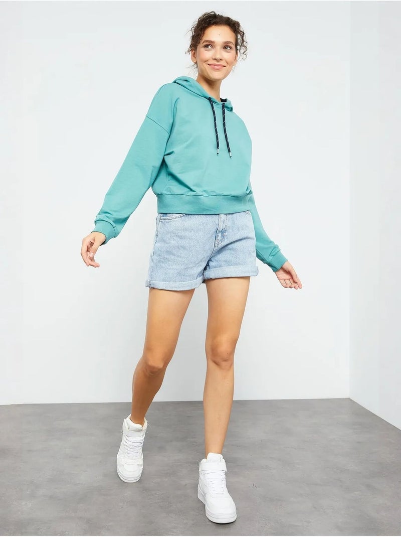 Sweatshirt com capuz relaxed com detalhe de atilho tommy Verde menta - Kiabi