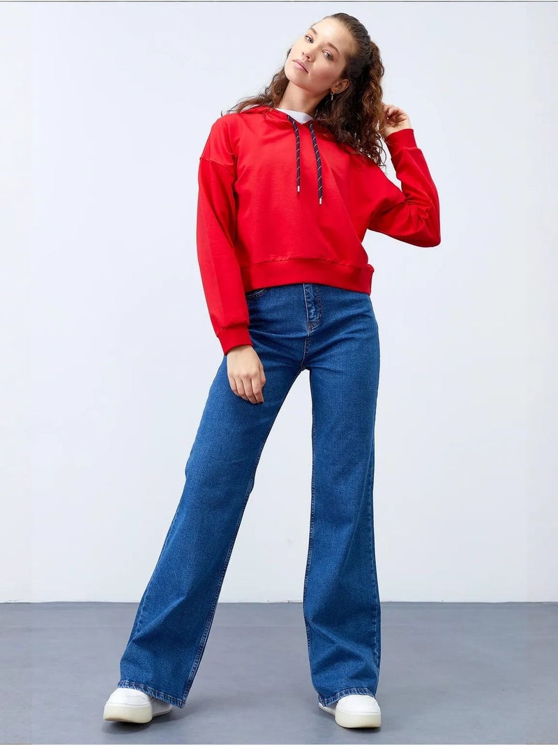 Sweatshirt com capuz relaxed com detalhe de atilho tommy Vermelho - Kiabi